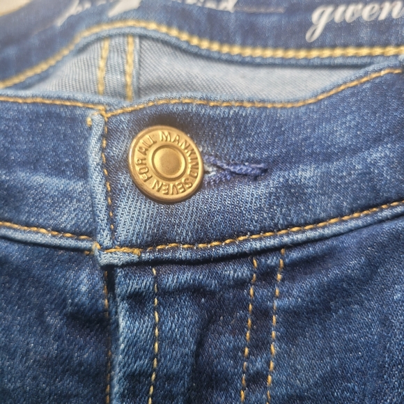 7 For All Mankind Gwenevere Blue Waters Mid Skinny Frayed Denim Jean - Picture 6 of 11